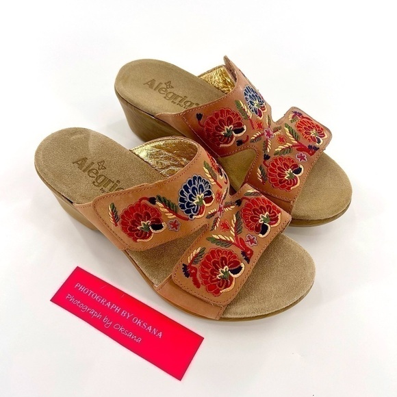 Alegria Women's Linn Sandal Cognac Multi Needles and Pins size 38 US7.5-8 - Picture 12 of 14